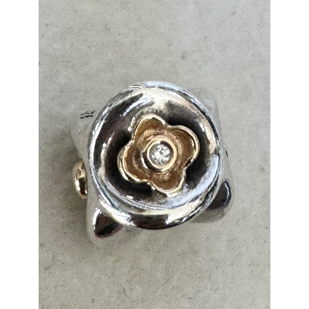 PANDORA Perfect Posey Sterling Silver Charm With 14K Gold And Diamonds
